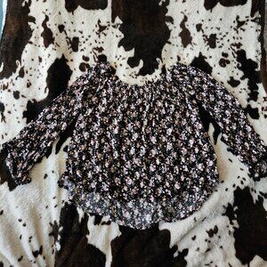 Lush Black Floral Blouse